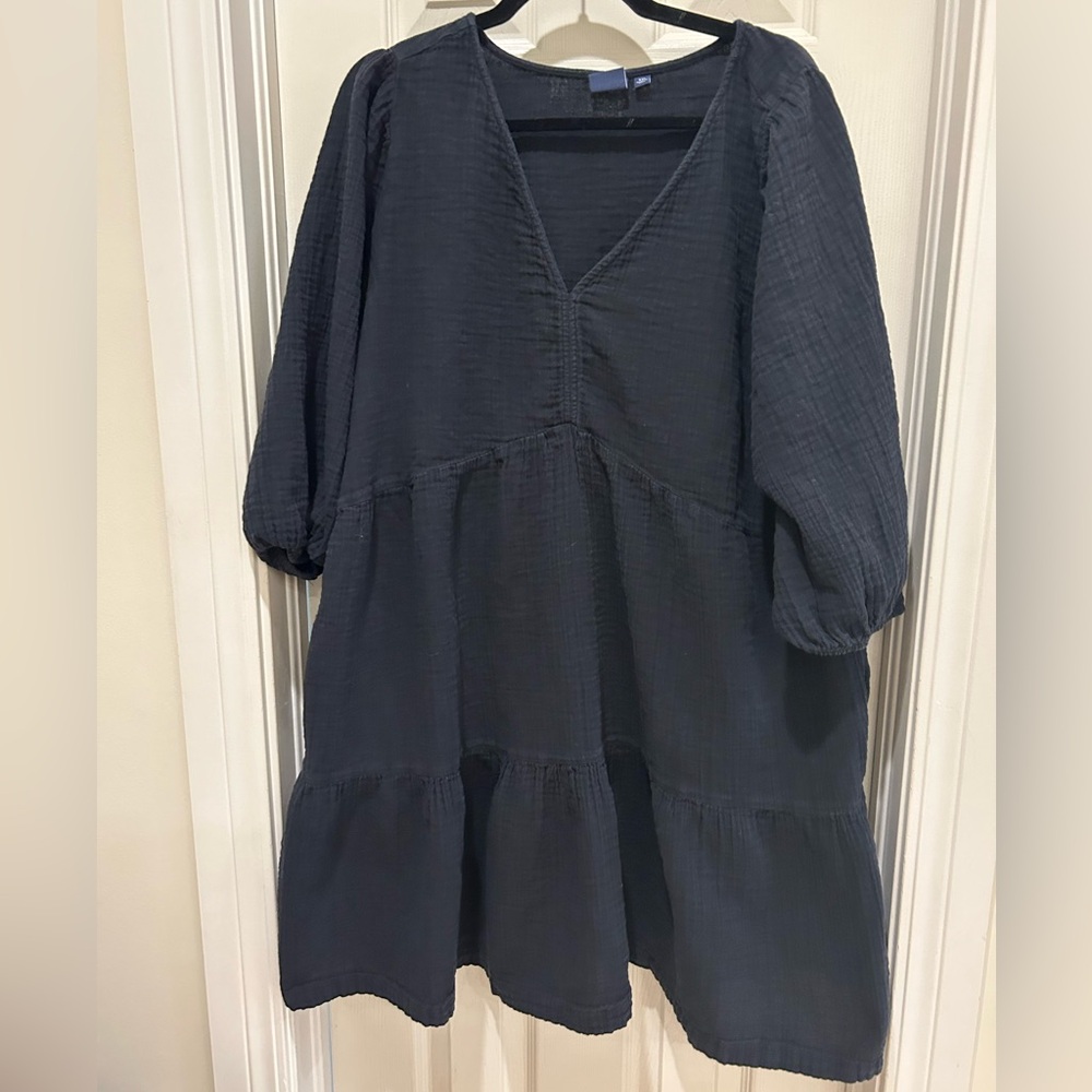 GAP black 3/4 sleeve peasant mini dress XXL